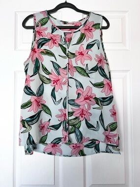 Sleeveless Pink Floral Blouse for Women